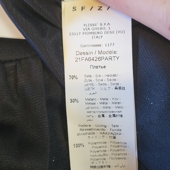 SFIZIO Shimmering Silver Long Sleeve Silk Wrap Mini Dress Made In Italy Sz 0 NWT - Picture 12 of 14